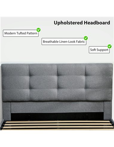 HOMCOM 5ft King Ottoman Bed with Gas Lift Storage - Grey