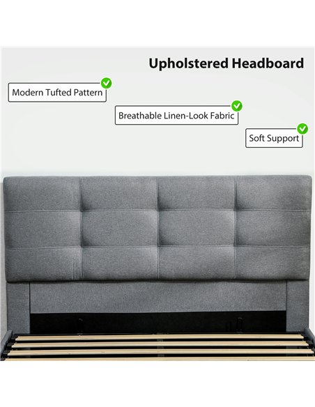 HOMCOM 5ft King Ottoman Bed with Gas Lift Storage - Grey - pic 168441 | FastDaddyshop