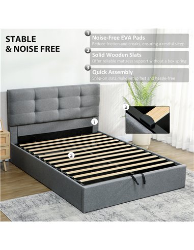 HOMCOM 5ft King Ottoman Bed with Gas Lift Storage - Grey