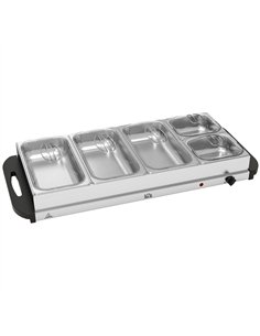 HOMCOM 5 Tray Electric Food Warmer Buffet Server with Warming Plate, Cool Touch Handles, Adjustable Temperature, 300W, 3 x 2.4L 
