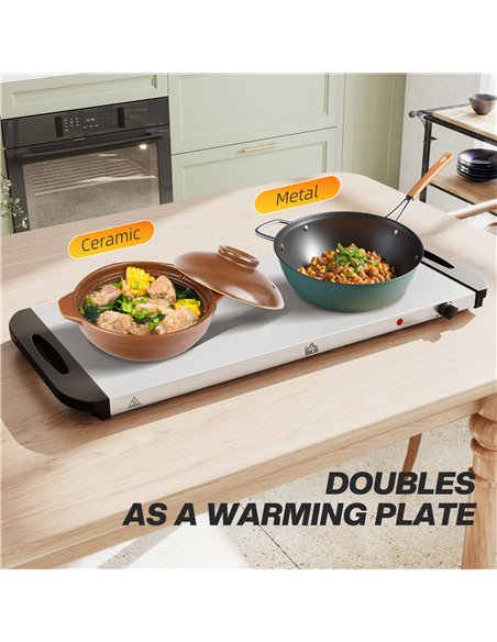 HOMCOM 5 Tray Electric Food Warmer Buffet Server with Warming Plate, Cool Touch Handles, Adjustable Temperature, 300W, 3 x 2.4L  - pic 168450 | FastDaddyshop