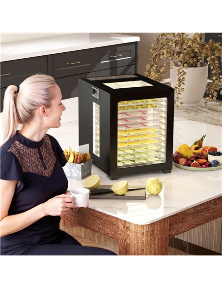 HOMCOM 12-Tray 40-70℃ Food Dehydrator - Black - pic 168464 | FastDaddyshop