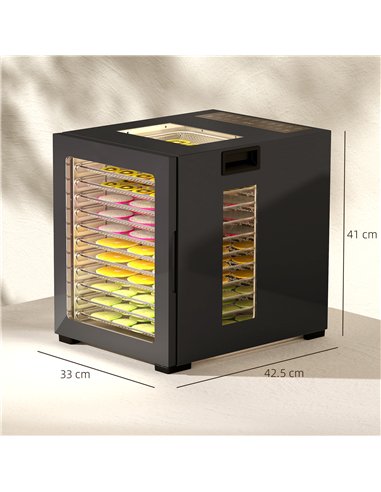 HOMCOM 12-Tray 40-70℃ Food Dehydrator - Black