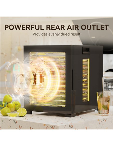 HOMCOM 12-Tray 40-70℃ Food Dehydrator - Black - pic 168467 | FastDaddyshop