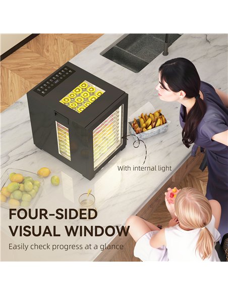HOMCOM 12-Tray 40-70℃ Food Dehydrator - Black - pic 168469 | FastDaddyshop