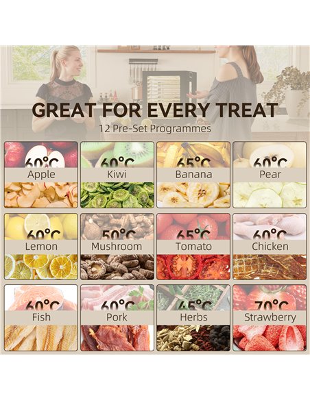 HOMCOM 12-Tray 40-70℃ Food Dehydrator - Black - pic 168470 | FastDaddyshop