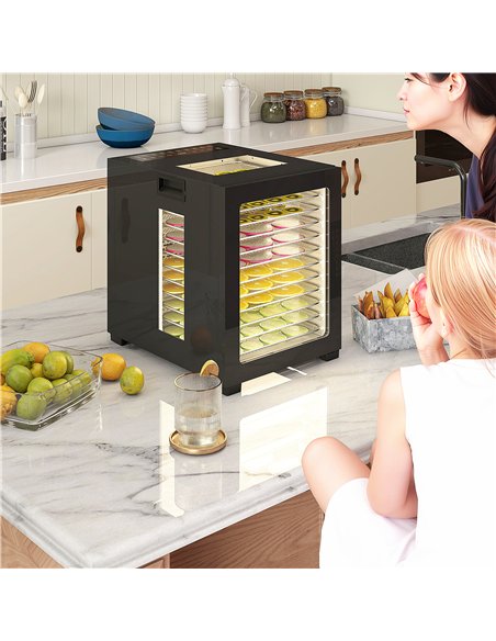 HOMCOM 12-Tray 40-70℃ Food Dehydrator - Black - pic 168471 | FastDaddyshop