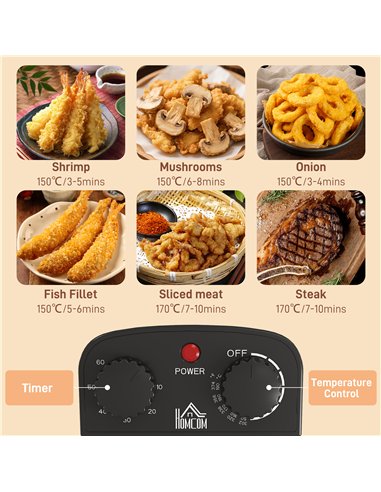 HOMCOM 5 Litre Deep Fat Fryer with Adjustable Temperature & Timer, 2000W Stainless Steel Deep Fryer with Removable Oil Basket an
