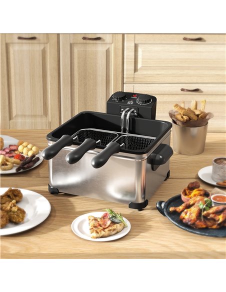 HOMCOM 5 Litre Deep Fat Fryer with Adjustable Temperature & Timer, 2000W Stainless Steel Deep Fryer with Removable Oil Basket an - pic 168480 | FastDaddyshop