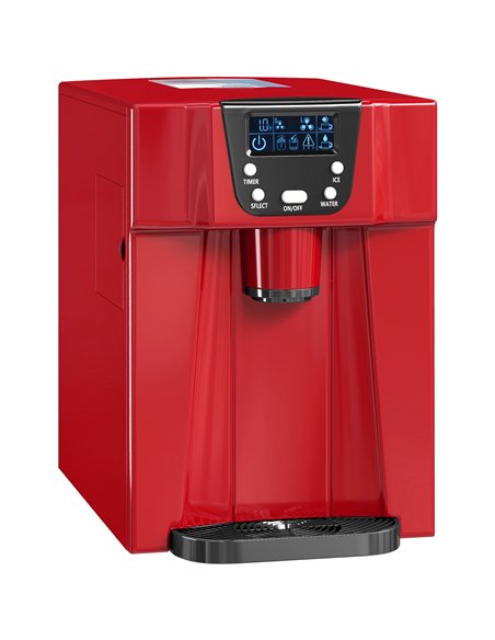 HOMCOM 3L Ice Maker Machine and Water Dispenser, 12kg in 24H, 2 Sizes 9 Ice Cubes Ready in 6-10 Mins Ice Machine, Red - pic 168499 | FastDaddyshop