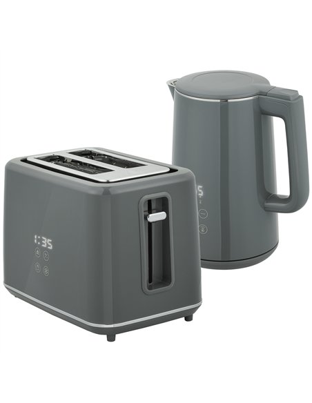 HOMCOM Digital Stainless Steel Kettle and Toaster Set, 1.5L 3000W Fast Boil Kettle, 2 Slice Toaster with 7 Level Browning Contro - pic 168517 | FastDaddyshop