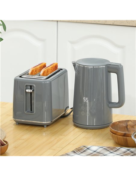 HOMCOM Digital Stainless Steel Kettle and Toaster Set, 1.5L 3000W Fast Boil Kettle, 2 Slice Toaster with 7 Level Browning Contro - pic 168518 | FastDaddyshop