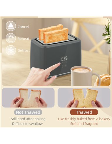 HOMCOM Digital Stainless Steel Kettle and Toaster Set, 1.5L 3000W Fast Boil Kettle, 2 Slice Toaster with 7 Level Browning Contro