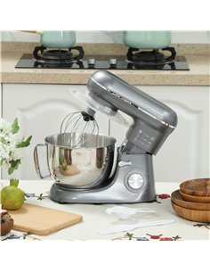 HOMCOM 1300W Kitchen Stand Mixer, with Accessories - Silver 2