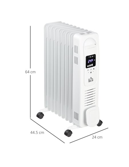 Homcom 2180W Digital Oil Filled Radiator with 9 Fin, LED Display, Timer, Safety Cut-Off, Remote, White - pic 16856 | FastDaddyshop