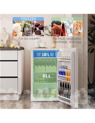 HOMCOM Under Counter Fridge, 91L Small Fridge with Chiller Box, Removable Shelf, Reversible Door, Adjustable Legs, Mini Refriger