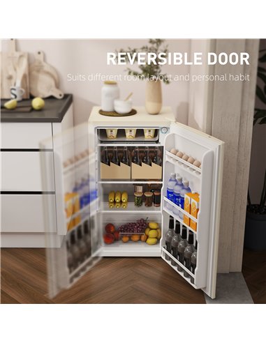 HOMCOM Under Counter Fridge, 91L Small Fridge with Chiller Box, Removable Shelf, Reversible Door, Adjustable Legs, Mini Refriger