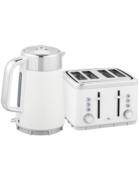 HOMCOM Electric Stainless Steel Kettle and Toaster Set, 3000W 1.7L UK Strix Thermostat Fast Boil Kettle w/ Limescale Filter, Coo - pic 168571 | FastDaddyshop