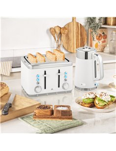HOMCOM Electric Stainless Steel Kettle and Toaster Set, 3000W 1.7L UK Strix Thermostat Fast Boil Kettle w/ Limescale Filter, Coo 2