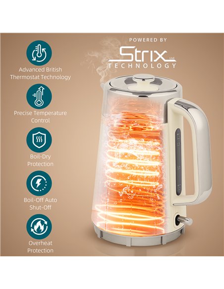 HOMCOM Electric Stainless Steel Kettle and Toaster Set, 3000W 1.7L UK Strix Thermostat Fast Boil Kettle w/ Limescale Filter, Coo - pic 168583 | FastDaddyshop