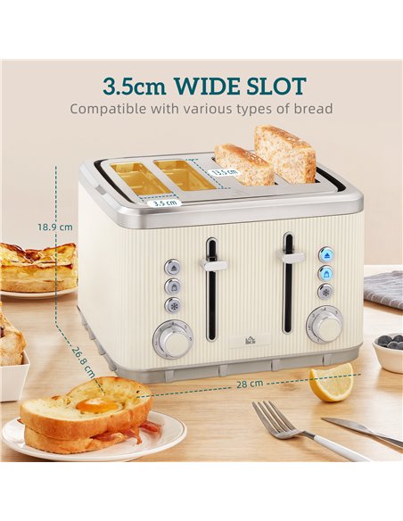 HOMCOM Electric Stainless Steel Kettle and Toaster Set, 3000W 1.7L UK Strix Thermostat Fast Boil Kettle w/ Limescale Filter, Coo - pic 168585 | FastDaddyshop
