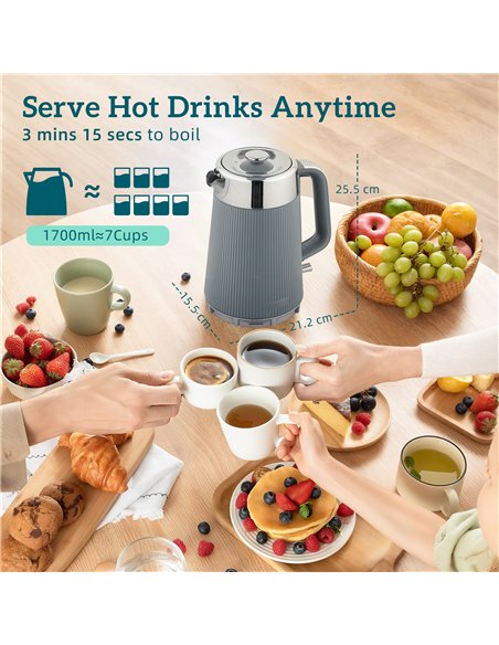 HOMCOM Electric Stainless Steel Kettle and Toaster Set, 3000W 1.7L UK Strix Thermostat Fast Boil Kettle w/ Limescale Filter, Coo - pic 168591 | FastDaddyshop