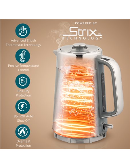 HOMCOM Electric Stainless Steel Kettle and Toaster Set, 3000W 1.7L UK Strix Thermostat Fast Boil Kettle w/ Limescale Filter, Coo - pic 168592 | FastDaddyshop