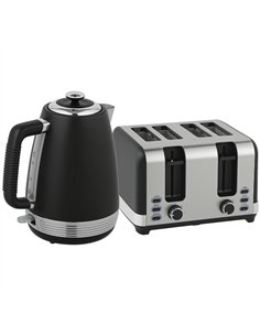 HOMCOM Stainless Steel Kettle and Toaster Set, 1.7L 3000W Rapid Boil Jug Kettle with UK Strix Thermostat, Limescale Filter, 4 Sl