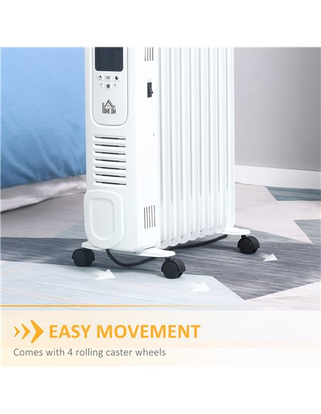 Homcom 2180W Digital Oil Filled Radiator with 9 Fin, LED Display, Timer, Safety Cut-Off, Remote, White - pic 16860 | FastDaddyshop