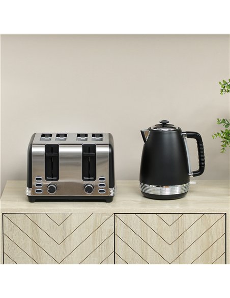 HOMCOM Stainless Steel Kettle and Toaster Set, 1.7L 3000W Rapid Boil Jug Kettle with UK Strix Thermostat, Limescale Filter, 4 Sl - pic 168606 | FastDaddyshop