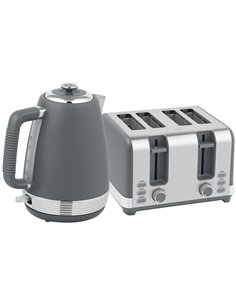 HOMCOM Stainless Steel Kettle and Toaster Set, 1.7L 3000W Rapid Boil Jug Kettle with UK Strix Thermostat, Limescale Filter, 4 Sl