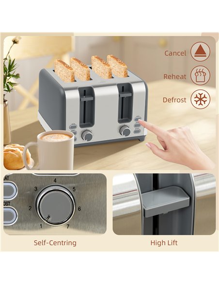 HOMCOM Stainless Steel Kettle and Toaster Set, 1.7L 3000W Rapid Boil Jug Kettle with UK Strix Thermostat, Limescale Filter, 4 Sl - pic 168614 | FastDaddyshop