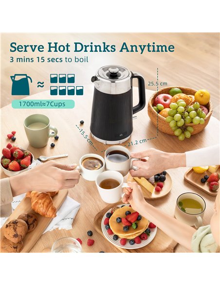 HOMCOM Electric Stainless Steel Kettle and Toaster Set, 3000W 1.7L UK Strix Thermostat Fast Boil Kettle w/ Limescale Filter, Coo - pic 168618 | FastDaddyshop