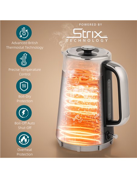 HOMCOM Electric Stainless Steel Kettle and Toaster Set, 3000W 1.7L UK Strix Thermostat Fast Boil Kettle w/ Limescale Filter, Coo - pic 168619 | FastDaddyshop