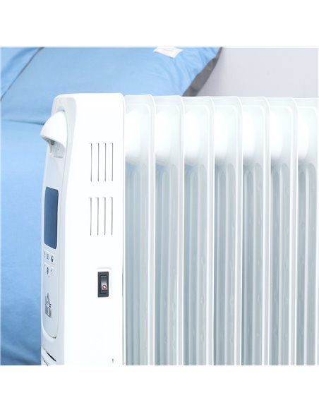 Homcom 2180W Digital Oil Filled Radiator with 9 Fin, LED Display, Timer, Safety Cut-Off, Remote, White - pic 16862 | FastDaddyshop