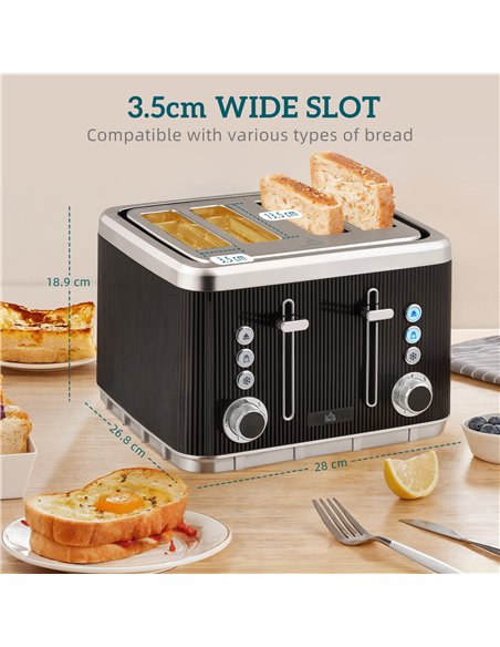 HOMCOM Electric Stainless Steel Kettle and Toaster Set, 3000W 1.7L UK Strix Thermostat Fast Boil Kettle w/ Limescale Filter, Coo - pic 168621 | FastDaddyshop