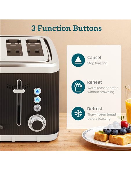 HOMCOM Electric Stainless Steel Kettle and Toaster Set, 3000W 1.7L UK Strix Thermostat Fast Boil Kettle w/ Limescale Filter, Coo - pic 168623 | FastDaddyshop