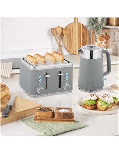 HOMCOM Electric Stainless Steel Kettle and Toaster Set, 3000W 1.7L UK Strix Thermostat Fast Boil Kettle w/ Limescale Filter, Coo 2