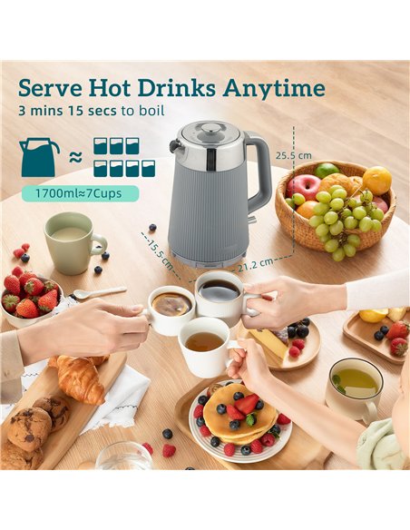 HOMCOM Electric Stainless Steel Kettle and Toaster Set, 3000W 1.7L UK Strix Thermostat Fast Boil Kettle w/ Limescale Filter, Coo - pic 168627 | FastDaddyshop