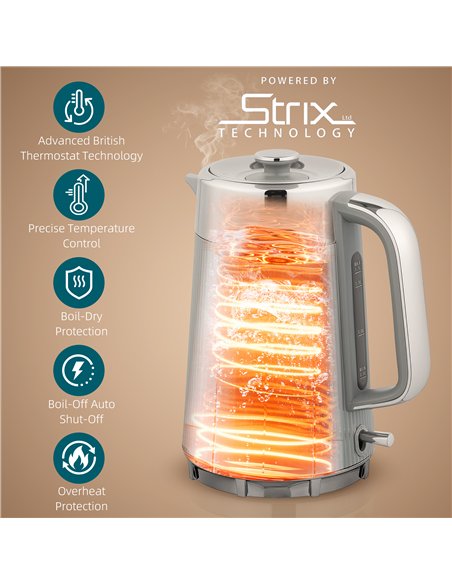HOMCOM Electric Stainless Steel Kettle and Toaster Set, 3000W 1.7L UK Strix Thermostat Fast Boil Kettle w/ Limescale Filter, Coo - pic 168628 | FastDaddyshop