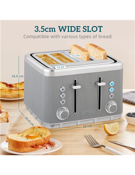 HOMCOM Electric Stainless Steel Kettle and Toaster Set, 3000W 1.7L UK Strix Thermostat Fast Boil Kettle w/ Limescale Filter, Coo - pic 168630 | FastDaddyshop