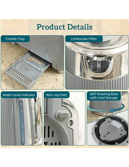 HOMCOM Electric Stainless Steel Kettle and Toaster Set, 3000W 1.7L UK Strix Thermostat Fast Boil Kettle w/ Limescale Filter, Coo - pic 168633 | FastDaddyshop