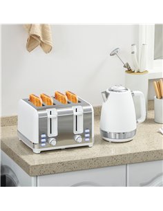 HOMCOM Stainless Steel Kettle and Toaster Set, 1.7L 3000W Rapid Boil Jug Kettle with UK Strix Thermostat, Limescale Filter, 4 Sl 2