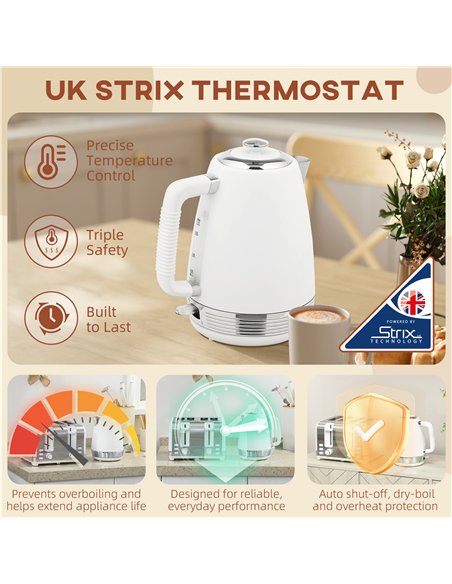 HOMCOM Stainless Steel Kettle and Toaster Set, 1.7L 3000W Rapid Boil Jug Kettle with UK Strix Thermostat, Limescale Filter, 4 Sl - pic 168638 | FastDaddyshop
