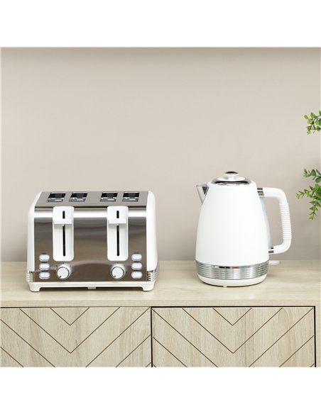 HOMCOM Stainless Steel Kettle and Toaster Set, 1.7L 3000W Rapid Boil Jug Kettle with UK Strix Thermostat, Limescale Filter, 4 Sl - pic 168642 | FastDaddyshop