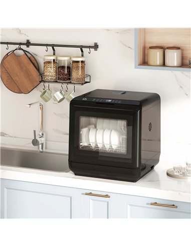HOMCOM 6L Five-Mode Tabletop Dishwasher - Black