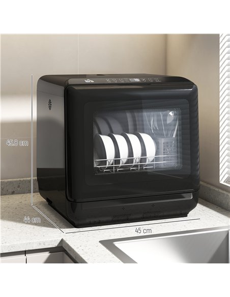 HOMCOM 6L Five-Mode Tabletop Dishwasher - Black - pic 168654 | FastDaddyshop