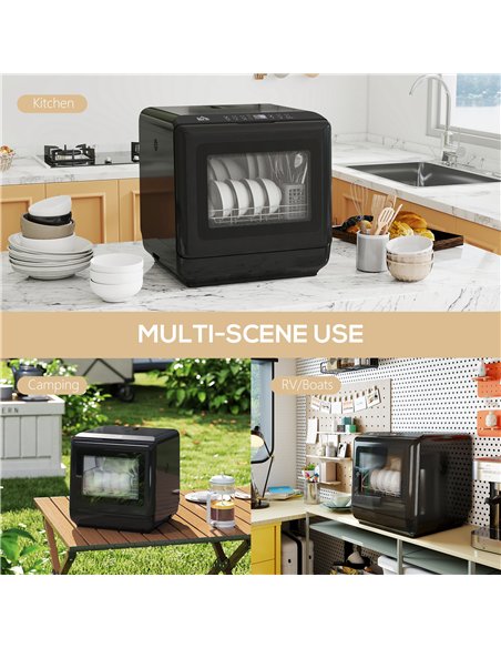 HOMCOM 6L Five-Mode Tabletop Dishwasher - Black - pic 168660 | FastDaddyshop