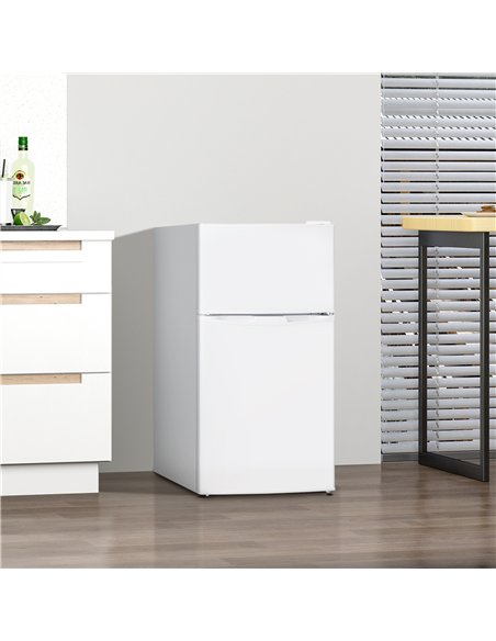 HOMCOM 88L Under Counter Fridge Freezer, Small Refrigerator with 5-Setting, 3 Star Freezer Rating, White - pic 168662 | FastDaddyshop