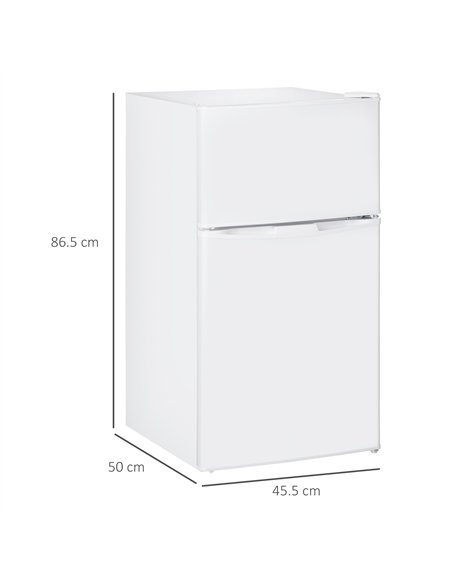 HOMCOM 88L Under Counter Fridge Freezer, Small Refrigerator with 5-Setting, 3 Star Freezer Rating, White - pic 168663 | FastDaddyshop